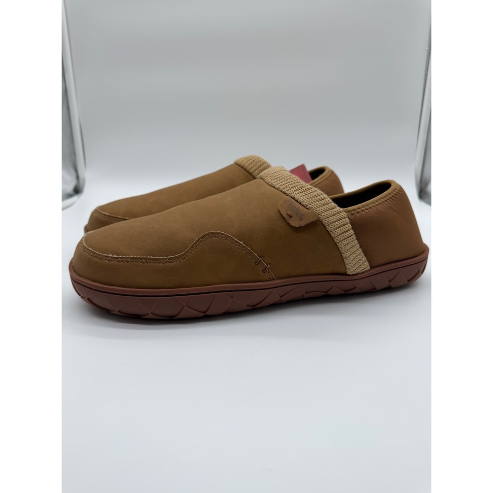 Flojos Mens Hammock Comfort Slippers Tan‎ Faux Leather Faux Fur Lined  13 NEW